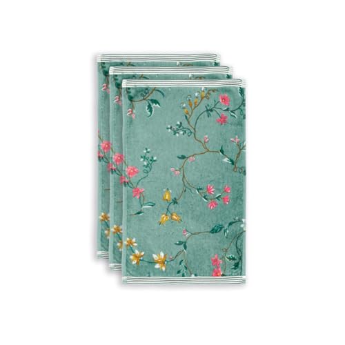 PiP Studio Gästetuch-Set Les Fleurs 3X Farbe Grün, Größe 30x50 x 3 von Pip Studio
