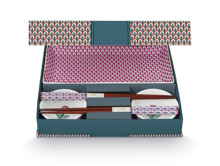 PiP Studio Geschirr-Set Flower Festival Oriental Geschenkset rund blau 6tlg, Porzellan, Giftset Round Oriental Flower Festival Blue, blau von Pip-Studio