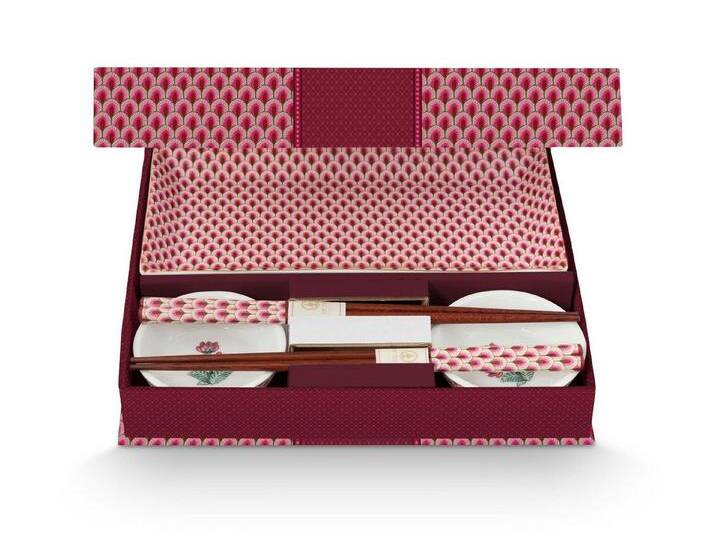 PiP Studio Geschirr-Set Flower Festival Oriental Geschenkset rund dark pink 6tlg, Porzellan, Giftset Round Oriental Flower Festival Dark Pink PiP Studio Geschirr-Set Flower Festival Oriental Geschenkset rund dark pink 6tlg, Porzellan, Giftset Round Oriental Flower Festival Dark Pink von Pip-Studio