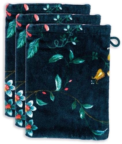 PiP Studio Waschlappen Les Fleurs Dark Blue UV UV 16x22 Set a 3 von Pip Studio