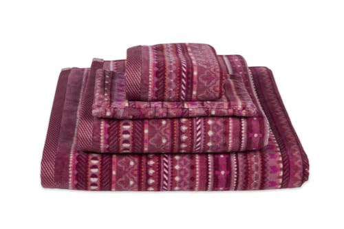 Pip Studio 3er Set Gästehandtuch Geometric Print Farbe Dark Pink Größe 30x50 cm von Pip Studio