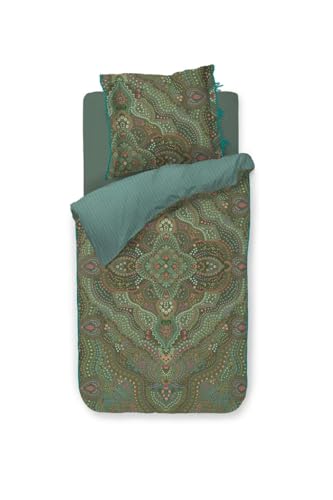 PiP Studio Bettwäsche Alfombra Grün Perkal Blumen Blüten Mandala Blätter, Größe:155 cm x 220 cm von PiP Studio