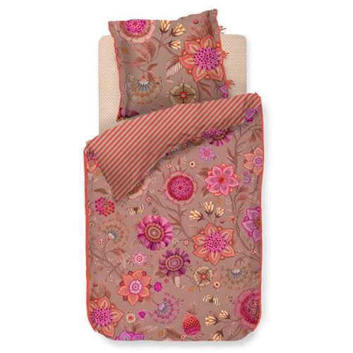 PiP Studio Bettwäsche Viva La Vida Pink Perkal Blüten Schmetterlinge Früchte Beeren Blätter, Größe:155 cm x 220 cm von Pip Studio