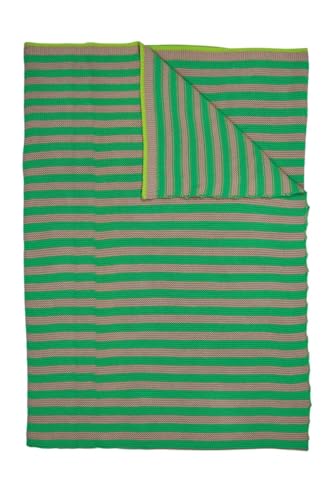 Pip Studio Bonsoir Stripe Tagesdecke gestrickt Throw Green 130x170cm (1Stück) von Pip Studio