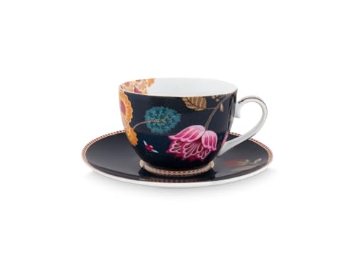 Pip Studio Fantasy Denim Blue Cappuccino Tasse mit Untertasse 0,28l von Pip Studio