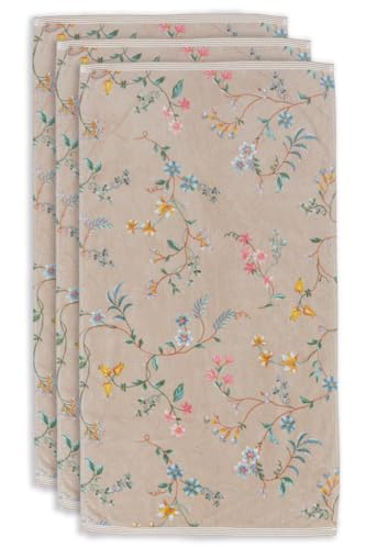 Pip Studio Handtuch-Set Les Fleurs 3X Farbe Khaki, Größe 55x100 x 3 von Pip Studio