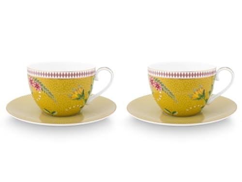 Pip Studio La Majorelle Tasse mit Untertasse gelb 0,28 l Set2 von Pip Studio