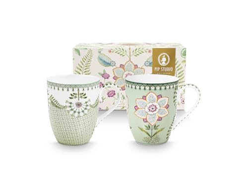 Pip Studio Lily&Lotus Light Green Becher 350ml Large Set2 von Pip Studio