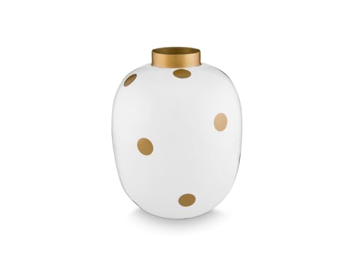 PIP STUDIO Vase Metall Dots weiß-Gold 32cm von PIP STUDIO