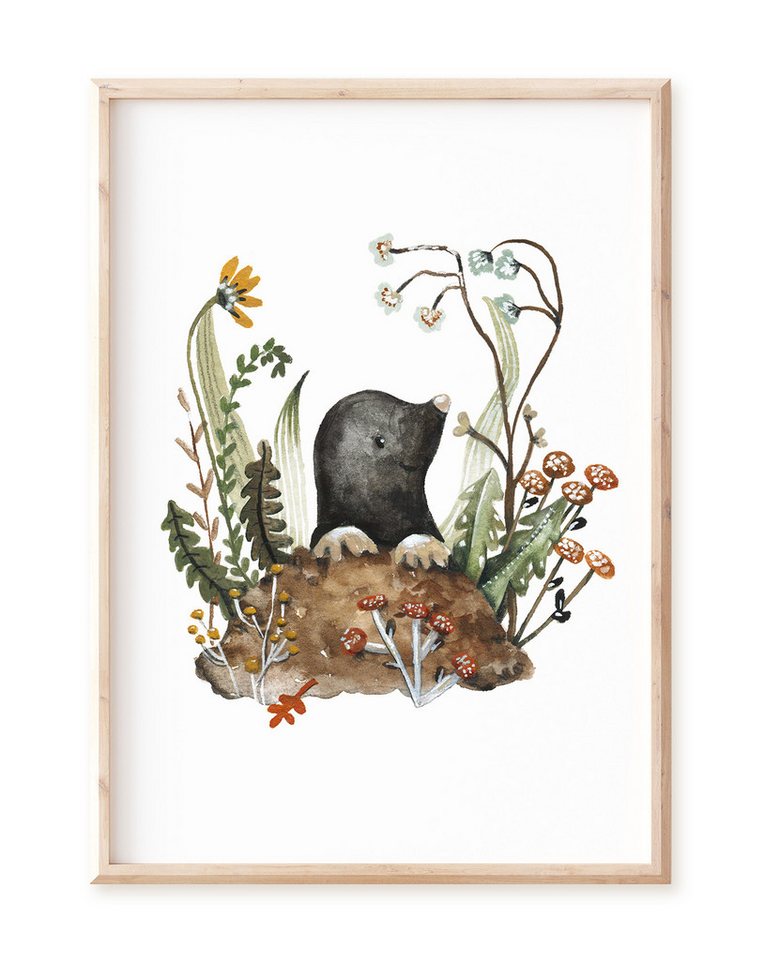 Pipapier Poster Kinderposter "Maulwurf", Poster fürs Kinderzimmer, Tierposter, erhältlich in DIN A4 oder A3 von Pipapier