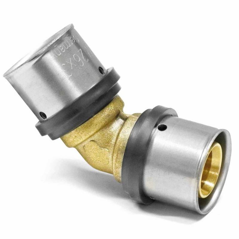 PipeTec Deutschland Steckfitting, Pipetec Press-Winkel 45° o. 90 ° gleichseitig für Alu Verbundrohre von PipeTec Deutschland
