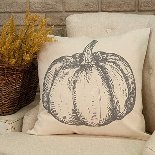 Piper Classics Kissenbezug mit Kürbis-Motiv, 50,8 x 50,8 cm, Landhausstil, Herbstdekoration, cremefarben und Grau von Piper Classics