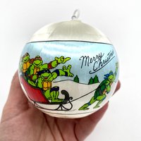 Vintage Ninja Turtles Weihnachtsverzierung | 1990 Teenage Mutant Ornament Tmnt Seide Weihnachtskugel Baumschmuck von PiperWild