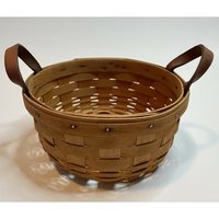 Longaberger Vintage 1995 Runder Korb 4 "Hoch 7" Breit Ledergriffe von PiperandAbbeyPoppin