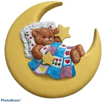 Lucy Riggs Bär Halbmond Bettdecke Sterne Kinderzimmer Dekor Wand Plakette Hängend von PiperandAbbeyPoppin