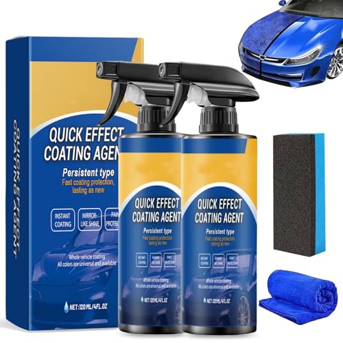 2 Stück Quick Effect Coating Agent, 3 in 1 Hochschutz Auto Schnellbeschichtungsspray, Ceramic Coating Nano Spray, Multifunktionales Autos Kratzer Entferner, 120ml von Pipihome