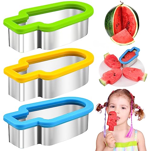 Pipihome 3Pcs Kreativer Wassermelonen Schneider, Melonenschneider, Wassermelonen Eis Am Stiel Formen, Obstschneider, Wassermelonen Schaufel, Melonen Und FrüChteseparator, DIY Obst Schneider von Pipihome