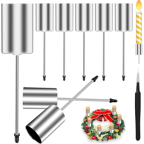 6PCS Kerzenständer Adventskranz Kerzenhalter Stabkerze, Adventskranz Kerzenhalter, Stabkerzenhalter für Wohn, Esszimmer, Kamindeko (Ø 2.5 cm/H 11 cm Silber) von Pipihome