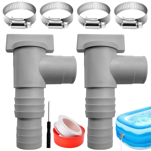 Pipihome Absperrhahn Pools, 2 Stück Pool Absperrhahn 32mm, Poolschlauch 32mm auf 38mm, 3 Wege Ventil Pool, Pool Schlauchverbinder mit 4 Schlauchklemmen für Oberirdische Pool und Poolpumpe Wartung (A) von Pipihome