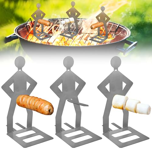Pipihome Grillwursthalter Aus Edelstahl, Kreativer Stehender Mann Wurst Grillständer, Creative Spoof Würstchenständer zum Stehen, Outdoor Camping Kochzubehör (A) von Pipihome