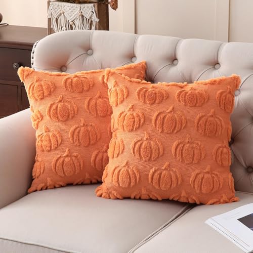 Pipihome Herbst Kürbis Kissenbezüge, Herbstdeko Kürbis, Halloween Deko, 45x45 cm Herbst Kissenbezüge für Auto Sofa Schlafzimmer Thanksgiving von Pipihome