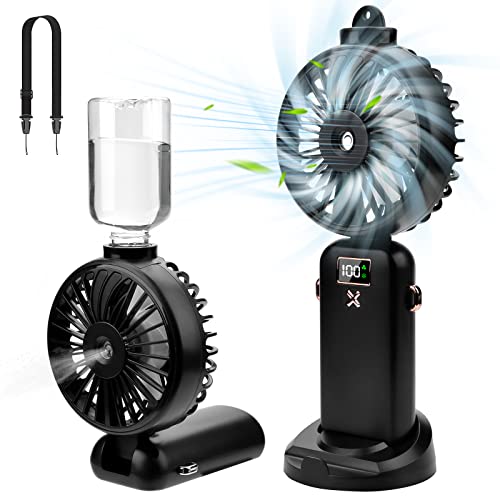 Pipihome Mini Ventilator, Tragbarer Handventilator, Ventilator Klein mit USB Wiederaufladbar, Faltbarer Kleiner Ventilator mit 5 Geschwindigkeitsstufen-5000-mAh-Akku, Ventilator für Büro, Outdoor von Pipihome