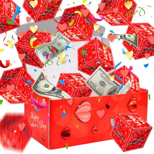Surprise Gift Box, Explodierende Konfetti Geschenkbox, Pop Up DIY Geschenkbox mit Deckel, Geldgeschenke Verpackung, Weihnachten für Freunde, Familie, Valentinstagsgeschenk (A) von Pipihome