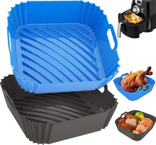 2 Stück Silikonform Für Heißluftfritteuse 22cm Airfryer Silikonform Wiederverwendbar Luftfritteuse Silikontopf, Hitzebeständig Einfache Reinigung Für COSORI Philips von Pipiruew