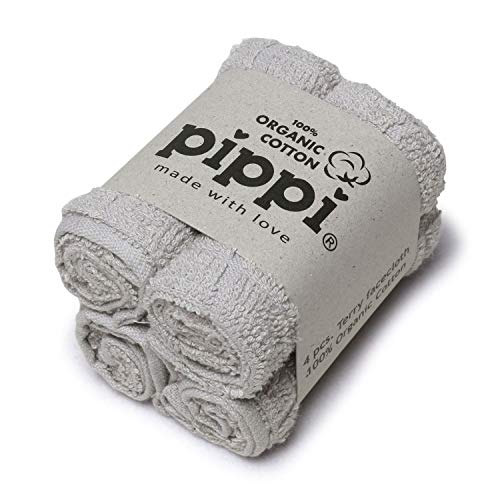 Pippi Baby Waschtücher 4er Pack aus Frottee (hellgrau) von Pippi
