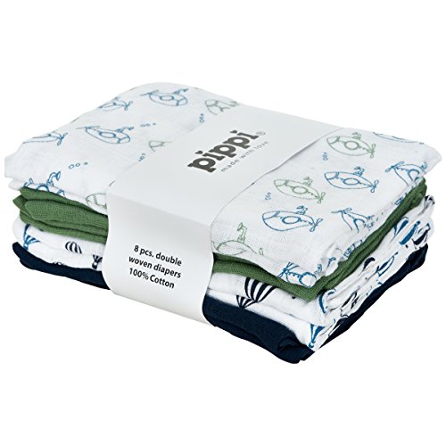 Pippi Mulltücher 8er-Pack weiß/Marine/grün Größe 70x70 cm Pippi Mulltücher 8er-Pack weiß/Marine/grün Größe 70x70 cm von Pippi