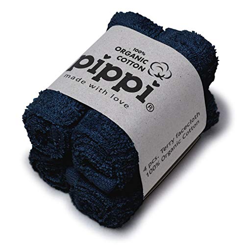 Pippi Waschlappen 4er Pack ORGANIC Waschtücher aus Frottee (dunkelblau) von Pippi