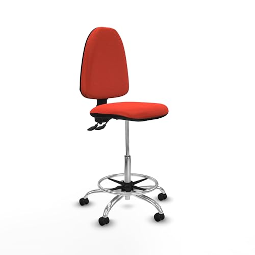 Piqueras y Crespo Aýna Hocker, hohe Bürostühle mit Rollen, ideal für die Arbeit, mit verstellbarer Rückenlehne und Permanentkontaktmechanismus von Piqueras y Crespo