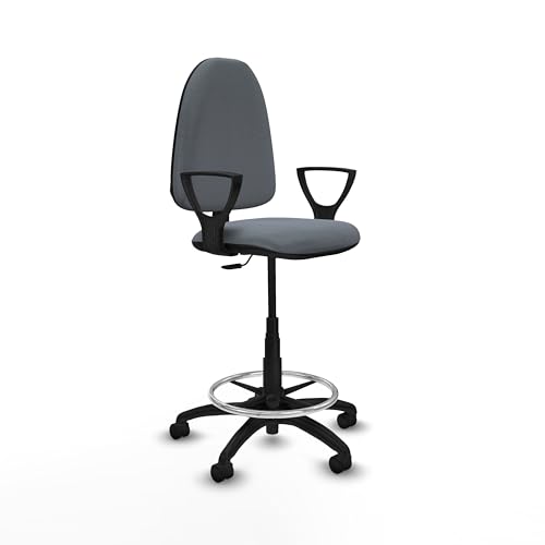 Piqueras y Crespo Aýna Hocker, hohe Bürostühle mit Rollen, ideal für die Arbeit, mit verstellbarer Rückenlehne und festen Armen, industrieller Arbeitshocker von Piqueras y Crespo