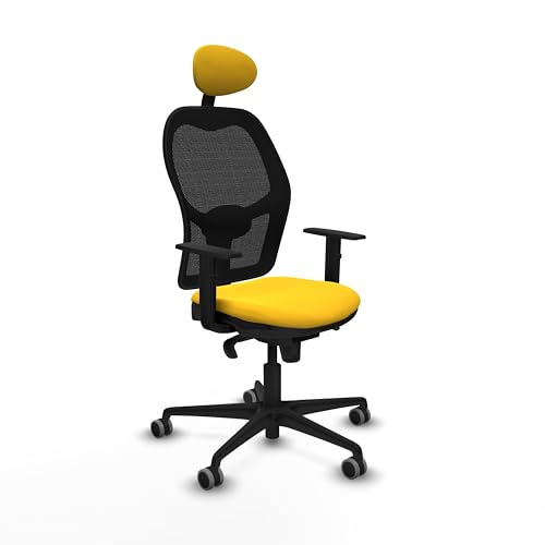 Piqueras y Crespo Ergonomischer Stuhl mit fester Rückenlehne, festes Kopfteil, 1D-Arme, Lendenwirbelstütze 1D, Synchronmechanik 5 Positionen, für 8 Stunden Nutzung und maximales Gewicht von 120 kg von Piqueras y Crespo