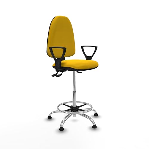 Piqueras y Crespo Hoher Bürohocker, ideal für Schreibtische, hohe Kassierstühle mit festen Armen, verstellbare Rückenlehne und Asincro-Mechanismus von Piqueras y Crespo