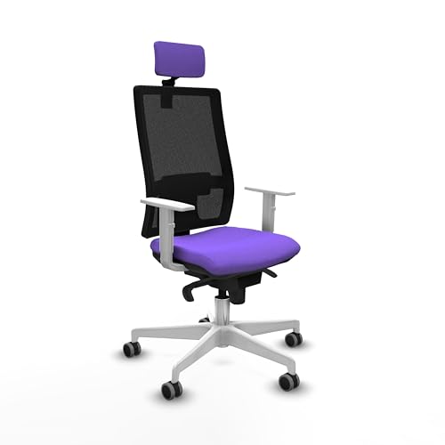 Piqueras y Crespo Hornas verstellbarer Schreibtischstuhl mit höhenverstellbarer Rückenlehne, 2D-Kopfteil, 1D-Lendenwirbelstütze und weißen Armlehnen, ideal für Büro und Studio in attraktiven Farben von Piqueras y Crespo