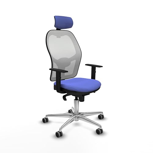 Piqueras y Crespo Jorquera Stuhl mit Rollen für PC, ideal für Home Office, mit fester Rückenlehne, 1D-Armen, 5 Positionen Synchronmechanismus, 2D-Kopfteil und 1D-Lendenwirbelstütze, unterstützt bis zu von Piqueras y Crespo