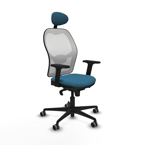 Piqueras y Crespo 【Samtstuhl für den Beckenschreibtisch】Ergonomischer Hochstuhl mit fester Rückenlehne, festem Kopf, 1D Lendenwirbelstütze und 2D-Arm, ideal für 8 Stunden Nutzung und maximales Gewicht von Piqueras y Crespo