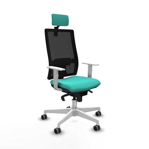Piqueras y Crespo Schreibtischstuhl mit Zertifizierung von Hornen: ergonomisches Design in Weiß, verstellbare Rückenlehne, 2D-Kopfteil und 1D-Lendenwirbelstütze von Piqueras y Crespo