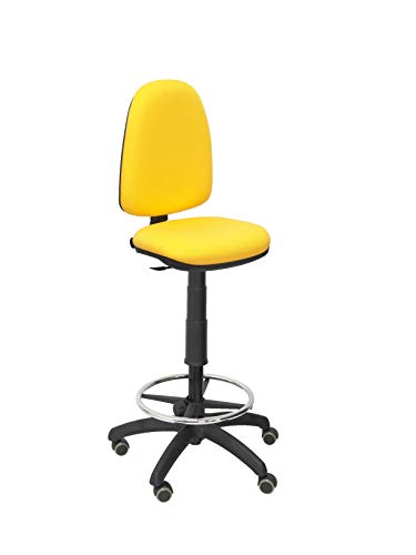 Piqueras y Crespo T04CP – ergonomischer Hocker, höhenverstellbar, Ring zum Abstützen der Füße, Rollen gelb von Piqueras y Crespo