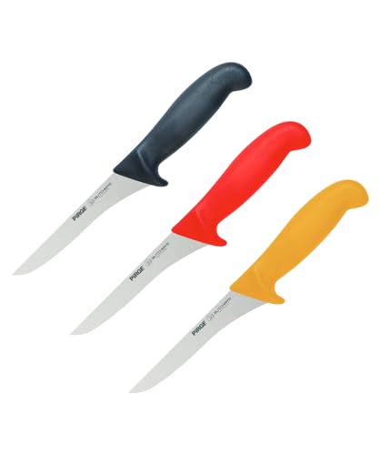 Pirge Butcher's Made in Germany Profi Ausbeinmesser Set 12 cm - Metzgermesser - Fleischermesser - Stechmesser - Harter Edelstahl Schlachtermesser - Ergonomisches Griffdesign von Pirge