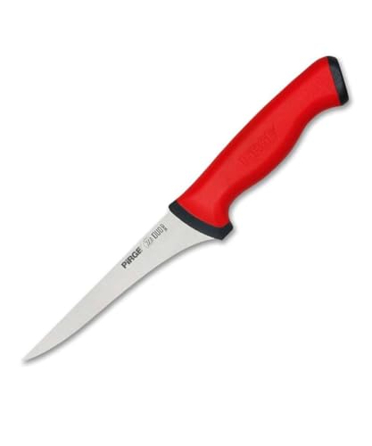 Pirge Duo Ausbeinmesser Profi Messer 12,5 cm Rot Schlachtermesser - Fleischermesser - Stechmesser - Schärfste Metzgermesser - Edelstahl Küchenmesser - Ergonomisches Rutschfester Griffdesign von Pirge