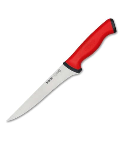 Pirge Duo Ausbeinmesser Profi Messer 16,5 cm Rot Schlachtermesser - Fleischermesser - Stechmesser - Schärfste Metzgermesser - Edelstahl Küchenmesser - Ergonomisches Rutschfester Griffdesign von Pirge