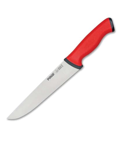 Pirge Duo Metzgermesser 21 cm Rot Schlachtermesser - Fleischermesser - Stechmesser - Exzellenter Schärfe Metzgermesser - Edelstahl Profi Küchenmesser - Ergonomisches Rutschfester Griffdesign von Pirge