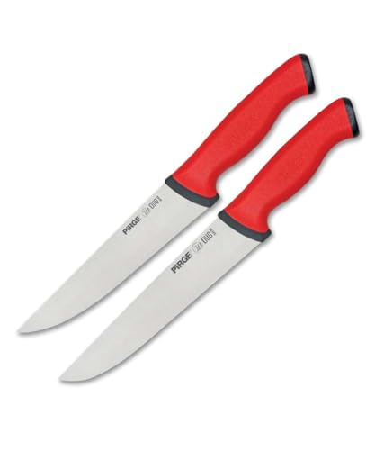 Pirge Duo Profi Metzgermesser Set 2 TLG - Rutschfester Griff - 16,5 cm und 21 cm - Schlachtermesser Set - Fleischermesser - Stechmesser - Schärfste Metzgermesser - Profi Messer Set von Pirge