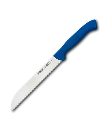 Pirge Ecco Brotmesser mit Wellenschliff 17,5 cm Blau für Schneiden von Brot, Bagels, Kuchen - Brötchenmesser - Sägemesser - Edelstahl Profi Küchenmesser - Ergonomisches Kunststoff Griffdesign von Pirge