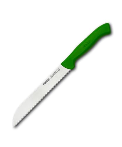Pirge Ecco Brotmesser mit Wellenschliff 17,5 cm Grün für Schneiden von Brot, Bagels, Kuchen - Brötchenmesser - Sägemesser - Edelstahl Profi Küchenmesser - Ergonomisches Kunststoff Griffdesign von Pirge