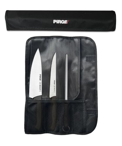 Pirge Ecco Starter Set Profi Messerset mit Tasche 4 Stück - Profi Kochmesser Set - Edelstahl Profi Küchenmesser Set - Messer Set Scharf von Pirge