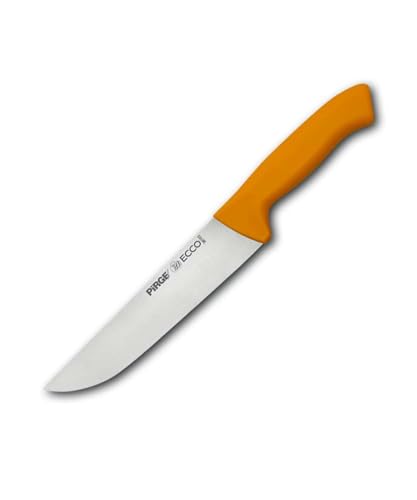 Pirge Ecco Metzgermesser 19 cm Gelb Schlachtermesser - Fleischermesser - Stechmesser - Exzellenter Schärfe Metzgermesser - Edelstahl Profi Küchenmesser - Ergonomisches Kunststoff Griffdesign von Pirge