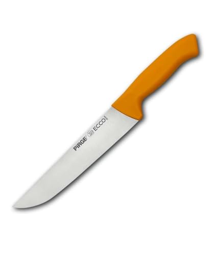 Pirge Ecco Metzgermesser 21 cm Gelb Schlachtermesser - Fleischermesser - Stechmesser - Exzellenter Schärfe Metzgermesser - Edelstahl Profi Küchenmesser - Ergonomisches Kunststoff Griffdesign von Pirge